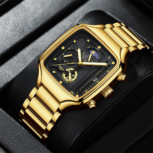 Elegant, Watch Waterproof Calendar Personalized Square Quartz Watch